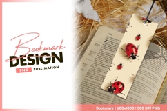 Red and Black Ladybugs Pattern on Beige bookmark png design Product Image 1