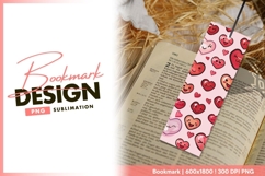 Cartoon Hearts Pattern with Smiling Faces bookmark png Product Image 1