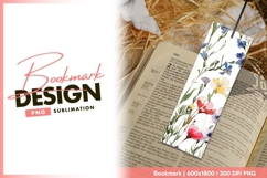 Watercolor floral illustration with bookmark png design Product Image 1