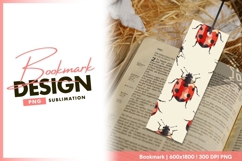 Repeating Pattern of Red Ladybugs with bookmark png design Product Image 1