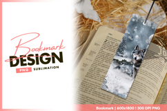 Winter wolf portrait in a snowy landscape bookmark png Product Image 1