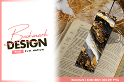 Black white and gold marble texture design bookmark png Product Image 1