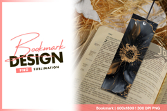 Elegant abstract black and gold flower bookmark png Product Image 1