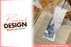 Winter forest with wolf and snow bookmark png Product Image 1