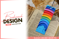 Layered paper rainbow with clouds bookmark png Product Image 1