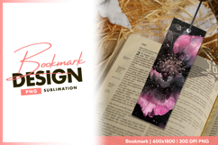 Pink and black floral fluid art bookmark png Product Image 1