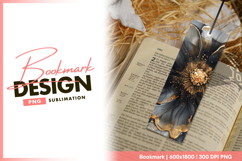 Golden flower abstract black and gray swirls bookmark png Product Image 1