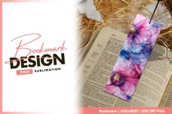 Pink and blue abstract floral alcohol ink bookmark png image Product Image 1