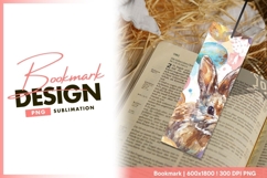 Watercolor easter bunny with eggs bookmark png image Product Image 1
