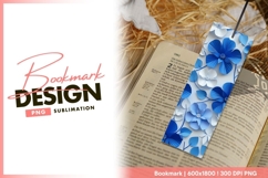 Blue and white floral paper art bookmark png Product Image 1
