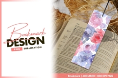 Watercolor roses floral seamless pattern bookmark png Product Image 1