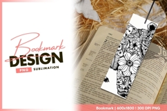 Zentangle bear black and white floral pattern bookmark png Product Image 1