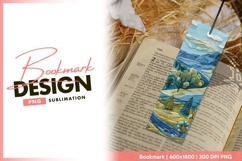 Embroidered landscape nature art bookmark png Product Image 1