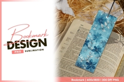 Blue floral textured background for bookmark png Product Image 1