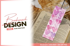 Watercolor heart pattern background for bookmark png Product Image 1