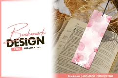 Watercolor pink flowers spring blossom bookmark png Product Image 1