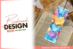 Watercolor hearts colorful background bookmark png Product Image 1