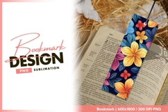 Vibrant floral pattern on dark navy background bookmark png Product Image 1