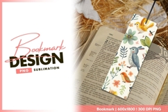 Watercolor bird and floral seamless pattern bookmark png Product Image 1
