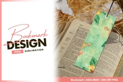 Tropical flowers green watercolor bookmark png Product Image 1