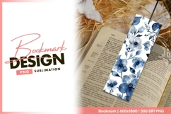 Watercolor floral pattern blue tones seamless bookmark png Product Image 1