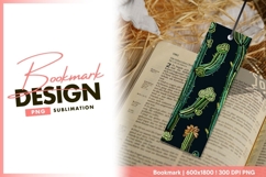 Embroidered cacti seamless pattern on dark bookmark png Product Image 1