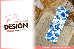 Blue watercolor floral design background bookmark png Product Image 1
