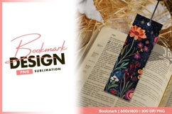 Embroidered floral pattern on dark velvet bookmark png Product Image 1