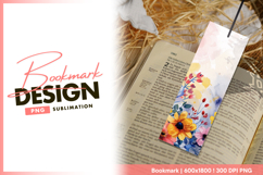 Watercolor floral art design for bookmark png Product Image 1