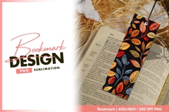 Autumn leaves illustration on black background bookmark png Product Image 1