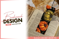 Embroidered pumpkins fall harvest festive bookmark png Product Image 1