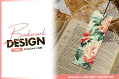 Pink and red peony floral design bookmark png Product Image 1