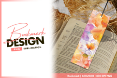 Watercolor floral design bookmark png illustration Product Image 1