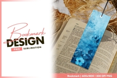 Blue floral design with grunge texture bookmark png Product Image 1