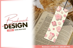 Pink floral spring background and bookmark png Product Image 1
