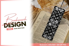 Silver floral ornament on black background bookmark png Product Image 1