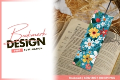 Colorful floral illustration on teal background bookmark png Product Image 1