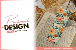 Orange and pink floral watercolor bookmark png Product Image 1
