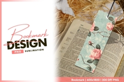 Pink roses on light blue vintage background bookmark png Product Image 1