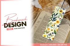 Watercolor flower seamless pattern bookmark png Product Image 1