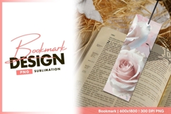 Close up pale pink rose water droplets bookmark png Product Image 1