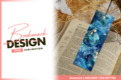 Watercolor christmas ornaments festive blue bookmark png Product Image 1