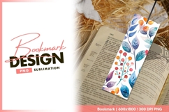 Watercolor autumn leaves and berries seamless bookmark png Product Image 1