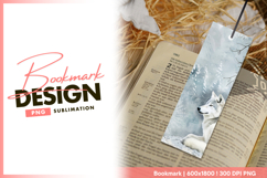 White wolf portrait in winter forest bookmark png Product Image 1