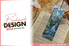 Embroidered mountain waterfall landscape bookmark png Product Image 1