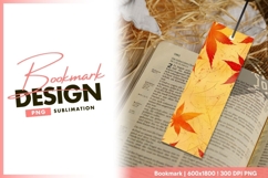 Autumn maple leaves on gold textured background bookmark png Product Image 1