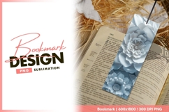 Elegant blue paper flowers background bookmark png Product Image 1