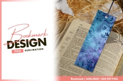 Elegant floral swirls on textured blue background bookmark Product Image 1