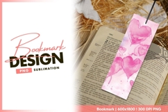 Pink watercolor hearts background bookmark png Product Image 1