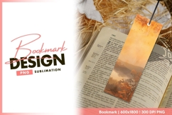 Golden autumnal landscape vintage design bookmark png Product Image 1